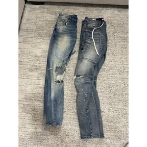 Lot of 2 Men’s Distressed Ripped Jeans 34x32 Straight Fit.